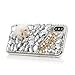 Mavis's Diary iPhone X Case, iPhone Xs Case, Full Edge Protective Plastic Case, 3D Handmade Crystal Clear Bling Diamonds Shiny White Rhinestone Gold Crown Plush Fox Hard PC Cover for iPhone X/Xs