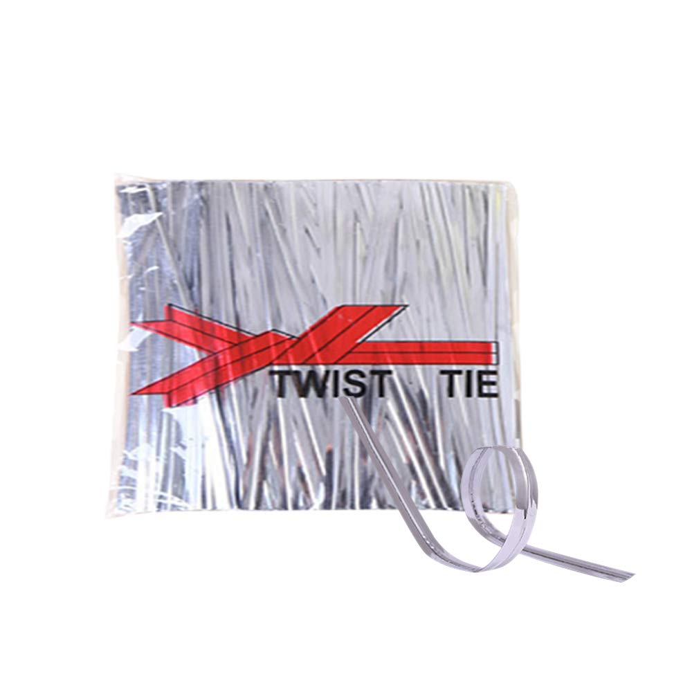 YOFASEN Silver Twist Ties - 800PCS Metallic Bread Candy Cookie Gift Bag Sealing Ties Packaging Ligation Dessert Floral Wire, 6cmx4mm