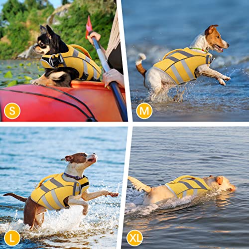 FUAMEY Dog Life Jackets,Reflective & Adjustable Pet Life Vest Dog Lifesaver Dog Swimsuit with