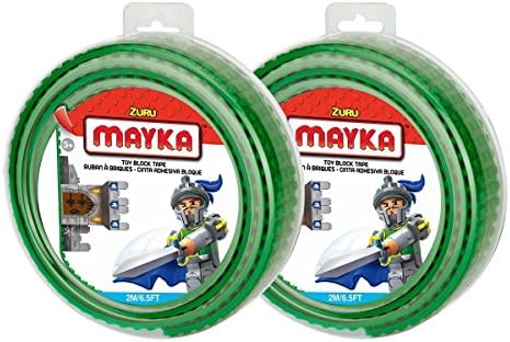 Mayka Toy Block Tape - 4 Stud - Dark Green - 6 Feet - 2 Pack (Compatible with Lego)