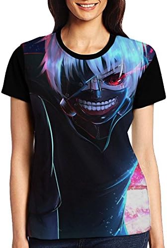 JieKeTieShen Women's Tokyo Ghoul 3D Printed Short Sleeve Funny Tee Shirt