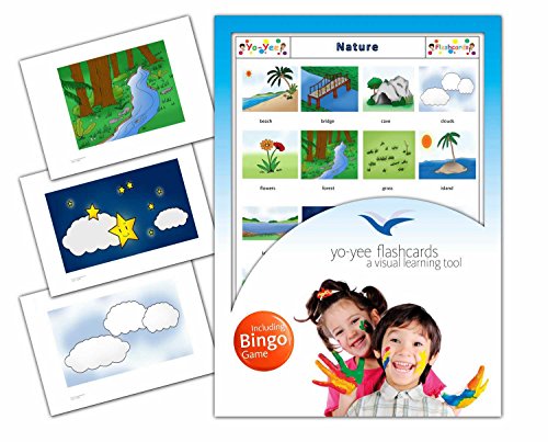 Nature Flashcards in English with Matching Bingo Game Cards in One Set - Vocabulary Picture Cards for Babies, Toddlers, Kids and Children - Size 4.13  5.83 in - DIN A6