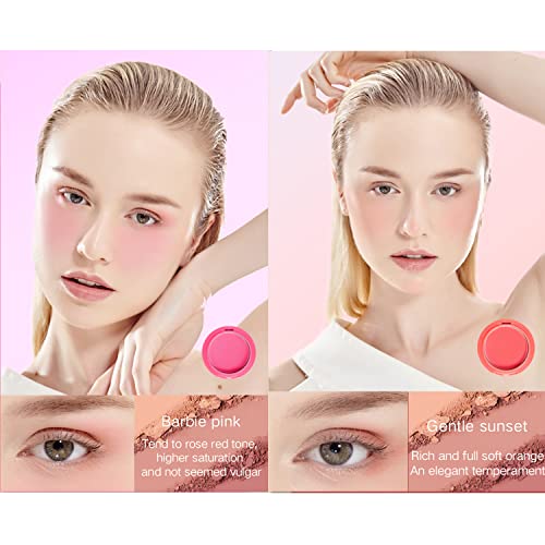 UCANBE 5 Colors Face Blusher Palette Waterproof Matte Long Lasting Lightweight Blush Powder Pink Coral Blushing Pallet with Brush Mirror Women Makeup Gift Set Kit