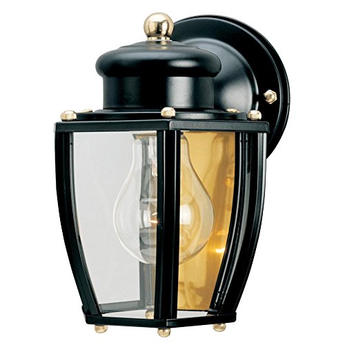 Westinghouse 6696100 One-Light Exterior Wall Lantern, Matte Black Finish on Steel with Clear Curved Glass Panels