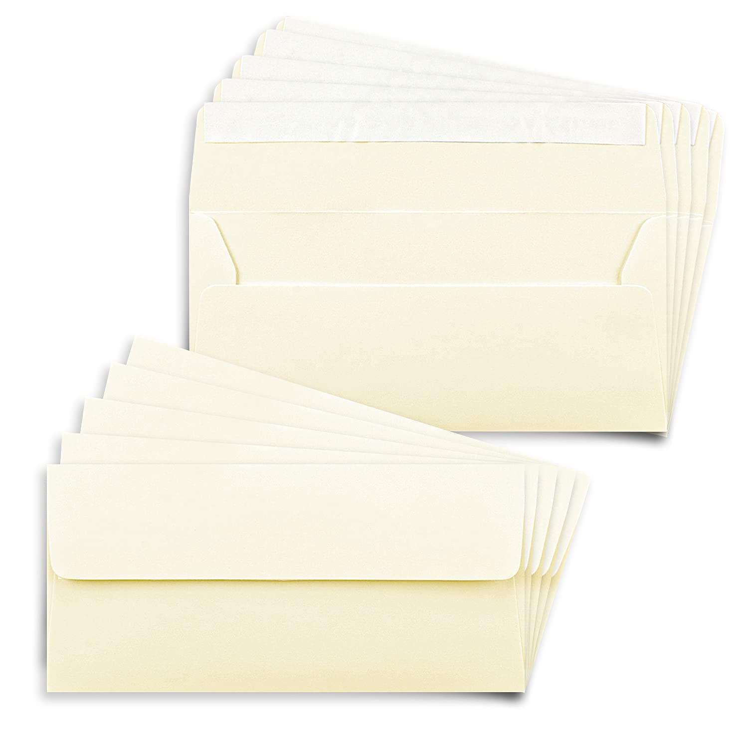 Pack of 100 DIN Long Envelopes in Beige (Cream) with Self-Adhesive, 11 x 22 cm, 100 g/m², Letter Envelope Ideal for Letters and Invitations