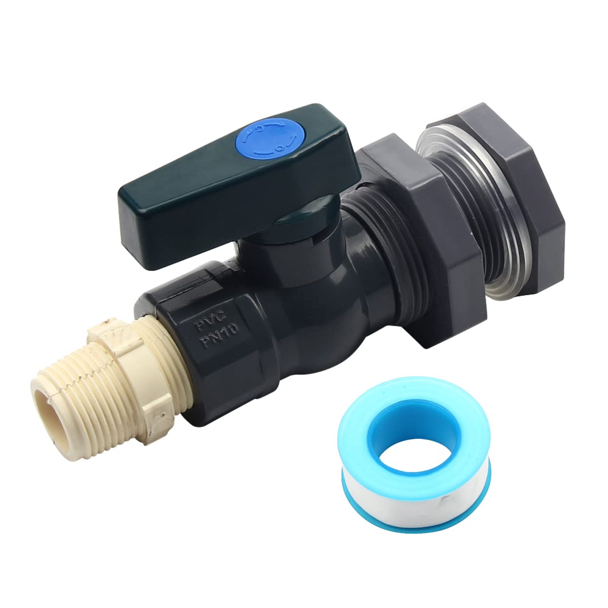 Yuecuu® PVC Water Butt Tap Set, 1 Inch Regulating Valve Water Hose Connector for Aquariums, Pools, Garden Barrels (1 inch/ND25)