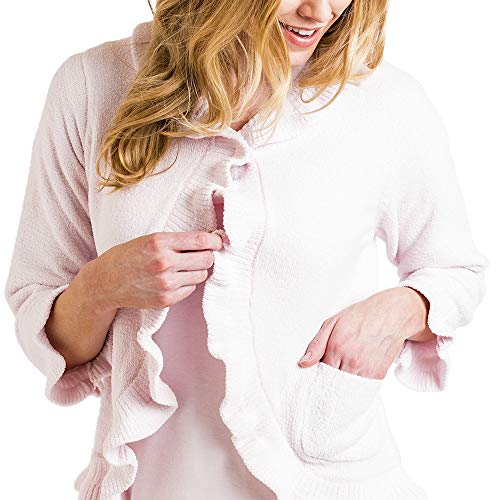 Softies Women's Ruffle Chenille Bed Jacket (Small, Pink)