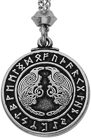Handmade Norse Viking God Odin's Raven Rune Pewter Pendant ~ Spirit Guide ~ 18+4 inch extender Chain