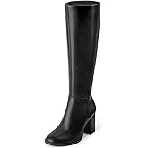 MUCCCUTE Knee High Boots for Women - Square Toe Chunky Block Heel Boots with Side Zipper Pull On Tall Boot