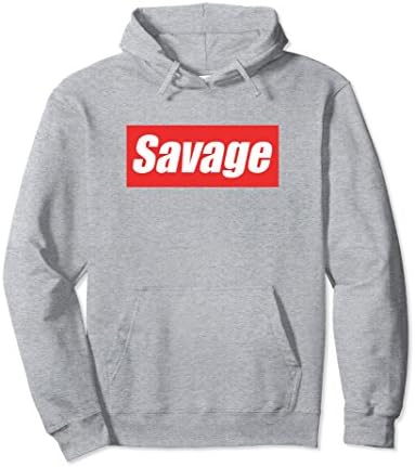Unisex Savage Hoodie, Mens Box Logo Style Fashion Hoodie Sweatshirt Medium Heather Grey
