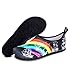 Womens and Mens Water Shoes Barefoot Quick-Dry Aqua Socks for Beach Swim Surf Yoga Exercise (Rainbow, L)
