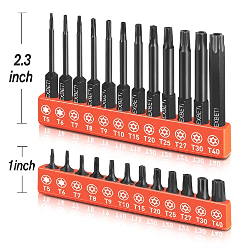 REXBETI 24 Piece Torx Head Screwdriver Bit Set, 1/4 Inch Hex