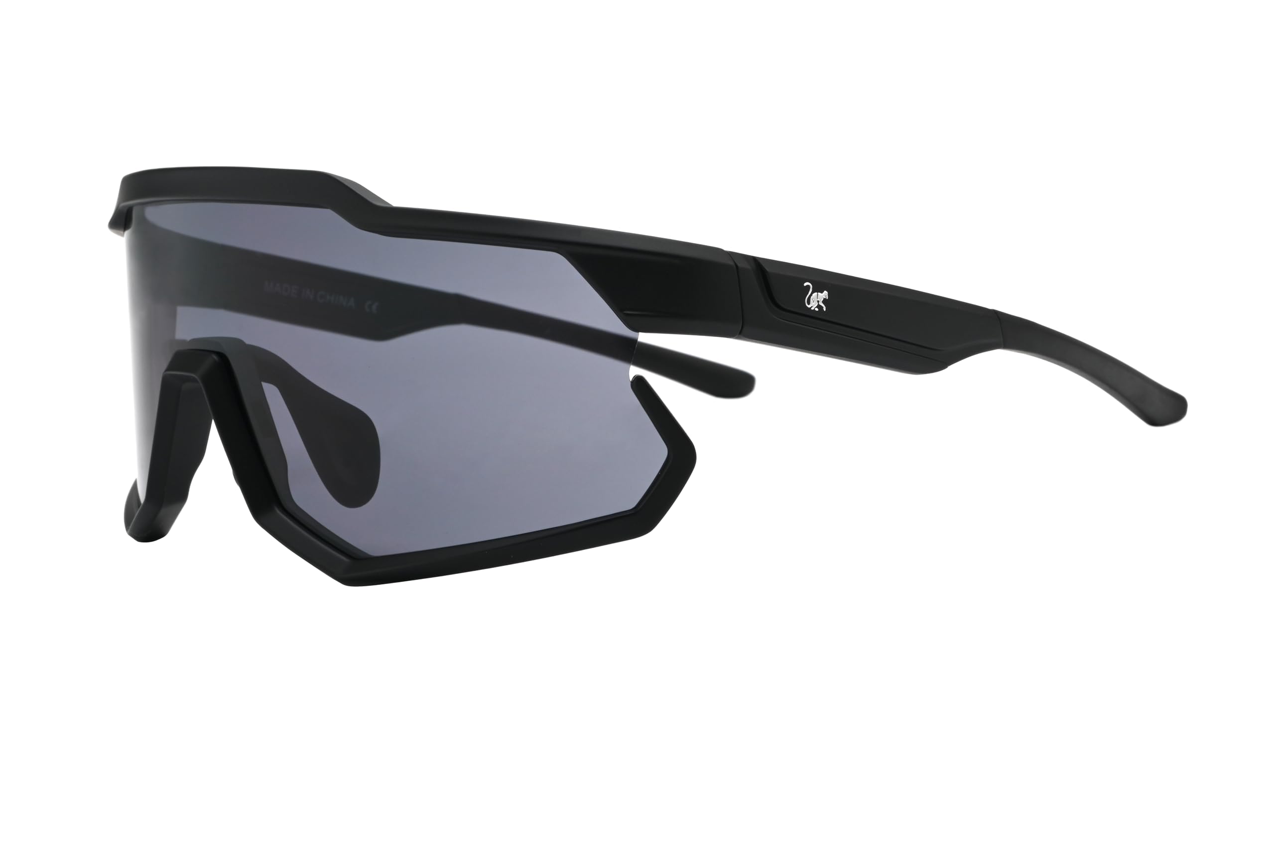 Surf Monkey Sports Sunglasses for Men/Women - TR90 - Lightweight Glasses for Cycling and Outdoor Sports (Dark) (Black)