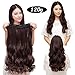 MONOTELE Fashion straight 23 3/4 full head Clip In Hair Extensions with 5 clips long (Dark brown Curly) by MonoTele