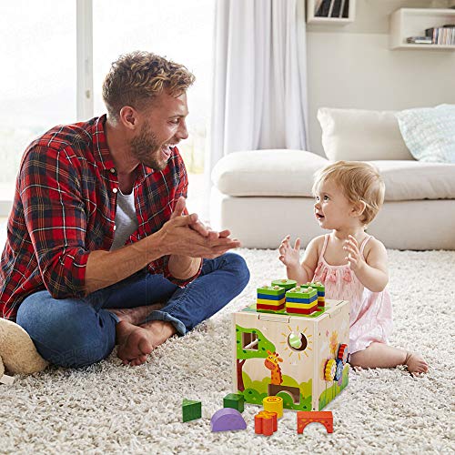 image for Flow.month Educational Wooden Activity Cube with Shape Color Recogniti