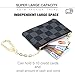 Luxury Zip Checkered Coin Pouch PU Vegan Leather Mini Key Chain Purse Wallet (Style 1 - Black + Brown)