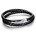 JOEYOUNG Fashion Jewelry Braided Black Leather Mens Bracelet with Locking Stainless Steel Clasp for Men and Women (Black)