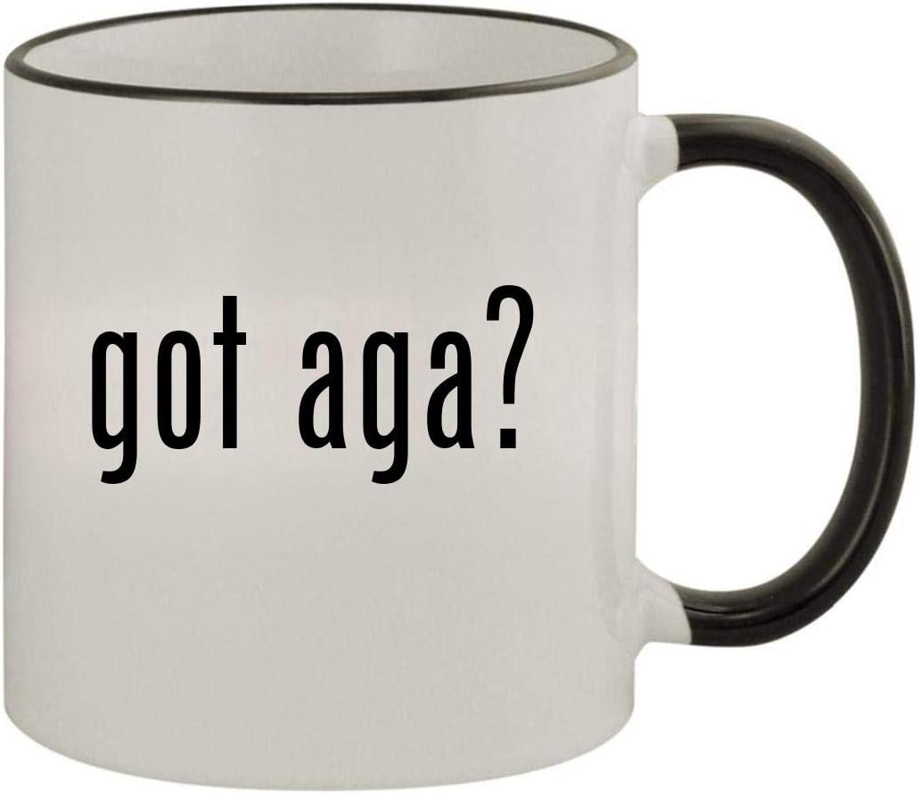 got aga? - 11oz Ceramic Colored Rim & Handle Coffee Mug, Black