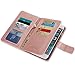 BENTOBEN iPhone 6 Plus Case, iPhone 6S Plus Wallet Case, Folio Flip Wallet Cover Faux Leather Credit Card Slots Cash Holder Wristlet Protective Case for iPhone 6 Plus/6S Plus (5.5 inch), Rose Gold