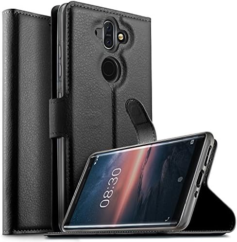 KuGi for Nokia 8 sirocco case, Premium PU Leather Wallet Case, [Card ID Holder] [Book Case] [Pu Leather] [Drop Proof] Slim Flip Folio Protective Phone Cover for Nokia 8 sirocco smartphone.Black
