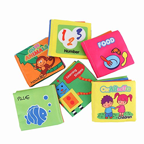image for Looching Pack of 6 Baby's Soft Cloth Nontoxic Fabric Book Set Early Ed