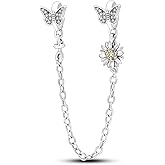MULA 925 Sterling Silver Safety Chain for Charms Bracelets Dangle Pendants Beads Cute Cat Moon Flower Jewelry Charms for Women