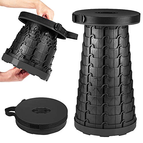 Alritz Retractable Folding Stool for Camping, Portable Collapsable Stool Chair for Outdoor Fishing, BBQ, Hiking, Traveling, Picnics, Max Load 330lbs