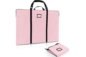 BERYA Large Size Art Portfolio Bag with Nylon Shoulder, 24 x 36 inches Light Weight Poster Storage Bag Board Holder with Handle and Zipper for Poster, Sketching and Drawing (pink)
