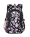 JiaYou Kid Child Girl Flower Printed Backpack School Bag(Black,Large)