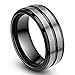 Titanium Rings for Men Black Silver Engagement Wedding Band 8mm