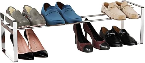 Amazon Fanhaoシューズラック 2段 ステンレス靴棚 靴収納 玄関収納 省スペース 大容量 おしゃれ 下駄箱 で6 8足の靴を収納できます 幅80 奥24 高24cm シューズラック オンライン通販