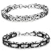 FIBO STEEL 2 Pcs 8MM Stainless Steel Chain Link Bracelets for Men Byzantine Bracelets,8.0 inches