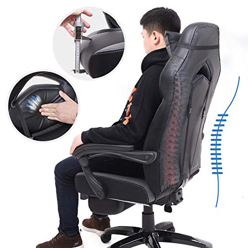 SONGMICS Office Ergonomic Executive Gaming Swivel Chair, Black Gray