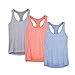 icyzone Workout Tank Tops for Women - Racerback Athletic Yoga Tops, Running Exercise Gym Shirts(Pack of 3)(XL, Granite/Blue/Orange)