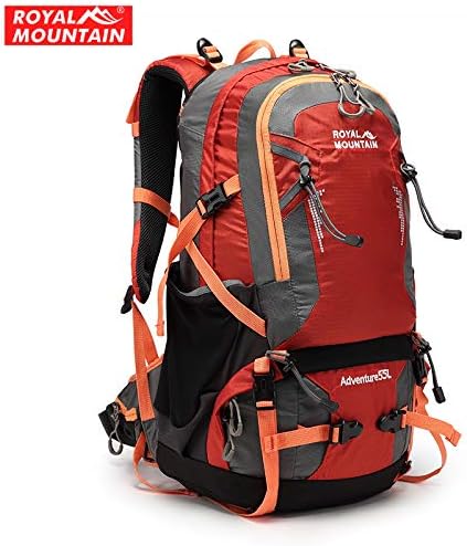 55L Outdoor Sports Backpack for Camping Hiking Travels with Waterproof Cover and Attachable Back Support