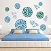 Fashion 3D DIY Creative Blue Flowers Wall Decals Flower Vines Wall Stickers Murals Removable Decor Decal for Living Room Girls Bedroom Home Wall Decoration Nursery Room Sticker Kids Stickers