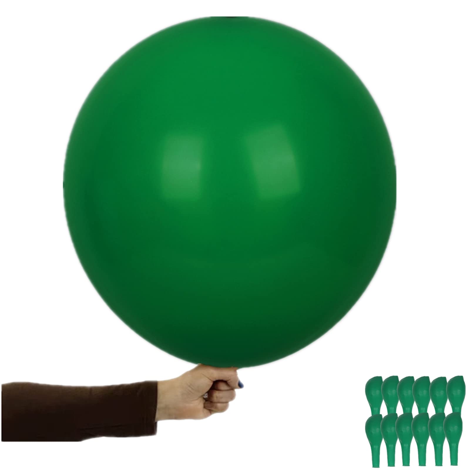 12 Pcs 18 Inch Dark Green Balloons - Jungle Decorative Latex Balloons for Baby Shower, Birthday, Christmas, Wedding & Engagement Parties