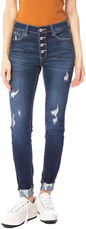 kancan exposed button jeans