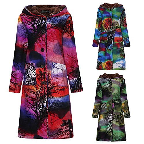 Womens Long Coats Duseedik Winter Warm Down Jackets Outwear Floral Print Plaid Hooded Pockets Oversize Coats Vests Blue - Thumbnail 4