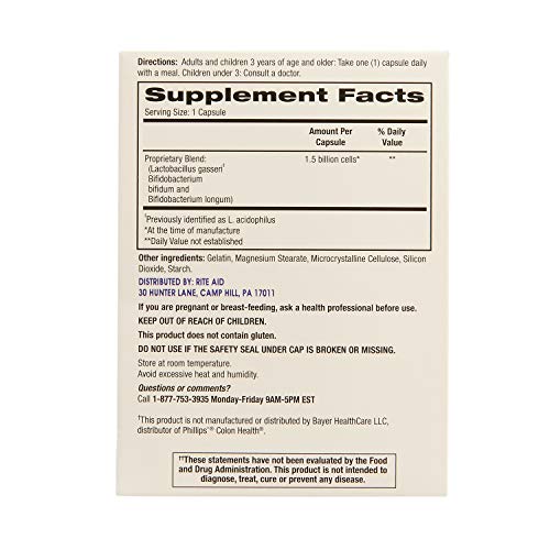 Rite Aid Probiotic Colon Support Capsules 60 Count Daily Probiotic Supplement Restoring