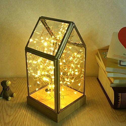 Erosom Romantic Creative Beside Table Lamp Glass Dome Decoration Desk Lamp Valentine's Day Birthday Christmas Gift LED Desk Warm White Light for Decoration Anywhere. [Energy Class A+++]
