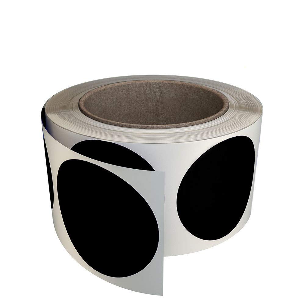 Dot Labels Roll Circle Stickers in Black Round 2 Inch - (5cm) 50mm - 600 Pack by Royal Green