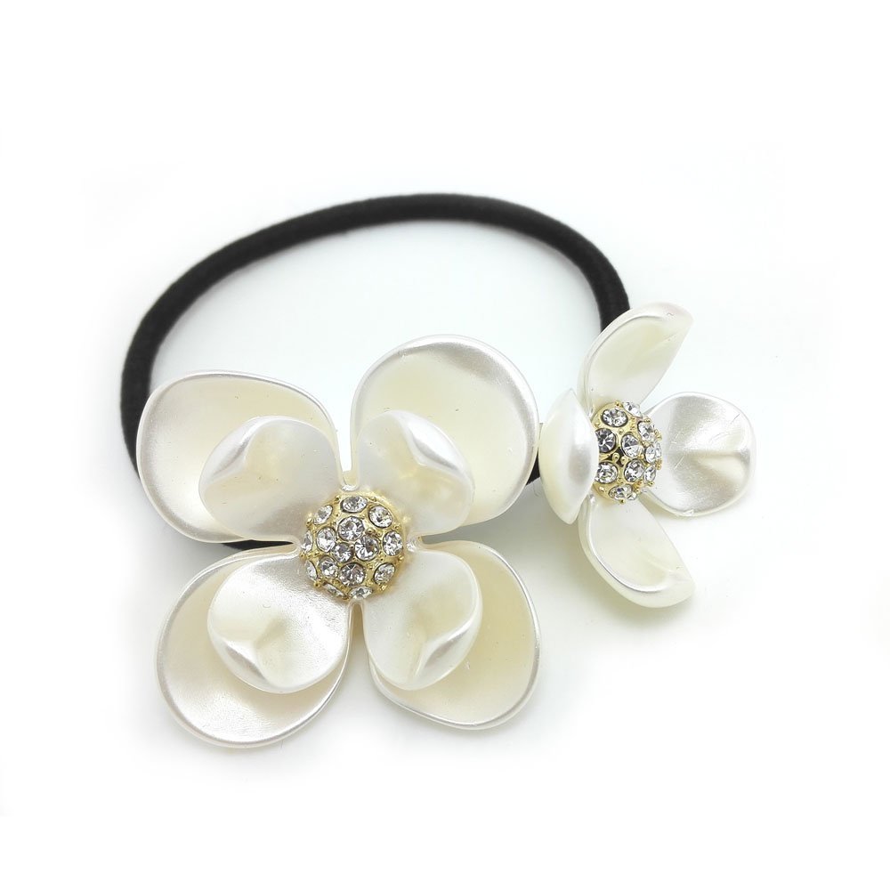Meilliwish Crystal Flowers Ponytail Holder Hair Tie (B79)