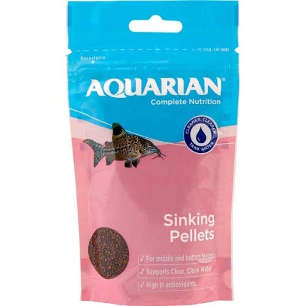 AQUARIAN Complete Nutrition, Aquarium Bottom Feeder Fish Food Sinking Pellets, 100g Bag