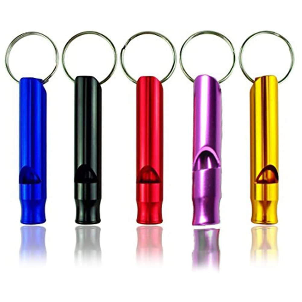Amasawa 5 Pcs Emergency Survival Whistle, Outdoor Survival Whistle, Outdoor Camping Whistle, Aluminum Survival Whistle, Suitable for Emergency, Dog Walking, Training, Outdoor Camping(Random Color)