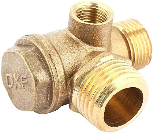 Air Compressor Check Valve, 20 * 19 * 10MM Full Copper External Thread 90 Degree Three-Way Air Compressor Check Valve