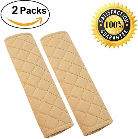 Seatbelt Pads,Car Belt Protector,Seat Belt Shoulder Strap Covers Harness Pads For Car/Bag,Soft Comfort Helps Protect You Neck And Shoulder From The Seatbelt Rubbing/Lrritation (Beige 2-Pack)