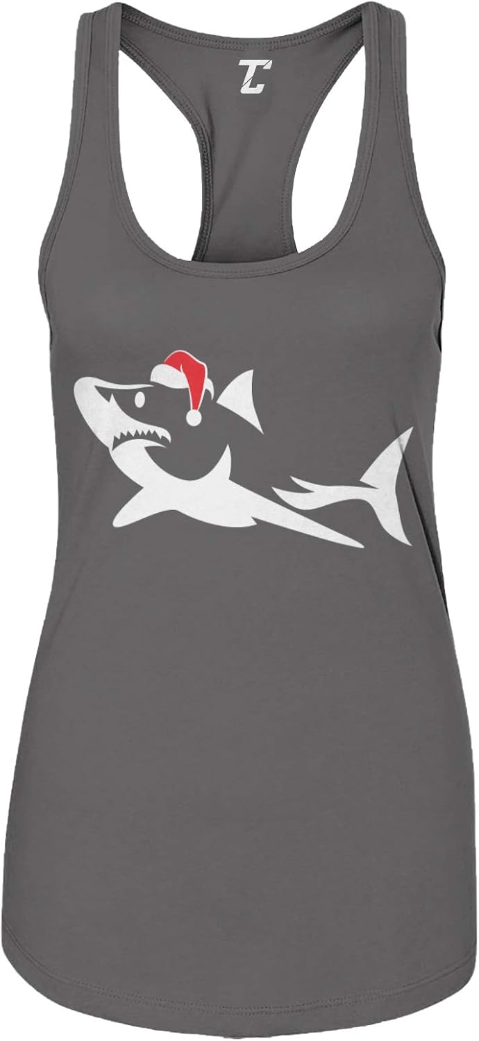 Christmas Shark Silhouette - Xmas Santa Claus Women's Tank Top