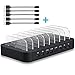 8 Ports USB Charging Station, Sheoolor 60W 12A Charging Dock Desktop Organizer with iSmart Technology for iPhone iPad Samsung Smartphone Tablet and Multiple Devices-Black (Cables Included)