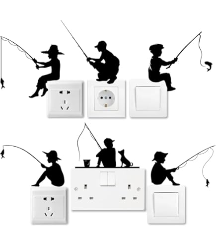 Stickers Muraux Vinyle Pêche Canne à Pêche Cadeau Pour Pêcheur Décoration Chambre (3435ig)